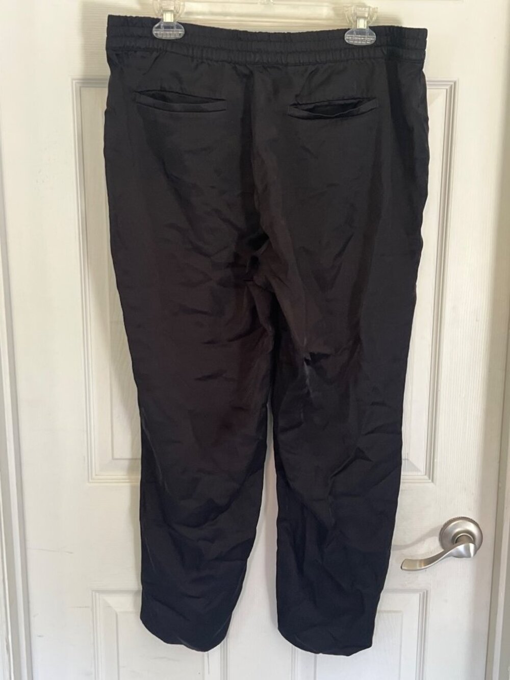 Banana Republic Black Pull On High Rise Satin Dress Pants Women's Large - Picture 3 of 5